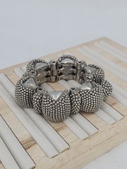 Antique Rajasthan Tribal Sterling Silver Granulated Bracelet 290g Handmade 6.75