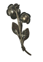 Sculpted 3D Designer 925 Silver Rose Brooch Pin Theodor Klotz Germany Vintage