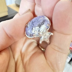 JTV Ring Sterling Silver Purple Stone Floral Flower Oval 925 Size 9 BBJ
