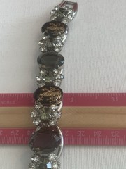 Vtg. D & E Rare Juliana 5 Link 7” Bracelet Silver Tone Black/ Green/ Gold BinM