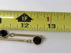 Princess House Gold Tone Black Bezel-Set Crystal Bar Chain Necklace 25″ Vintage