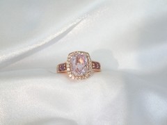 Rose Gold on Sterling Silver 925 Natural Irradiated Morganite Size 6 Ring