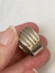 Vintage Chateau D’Argent Solid Sterling 925 Modernist Ring W 14K Gold Rope Band