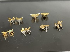Vintage Butterfly Earrings Filigree Open Pierced Colorful Lot 6 Dainty Small See