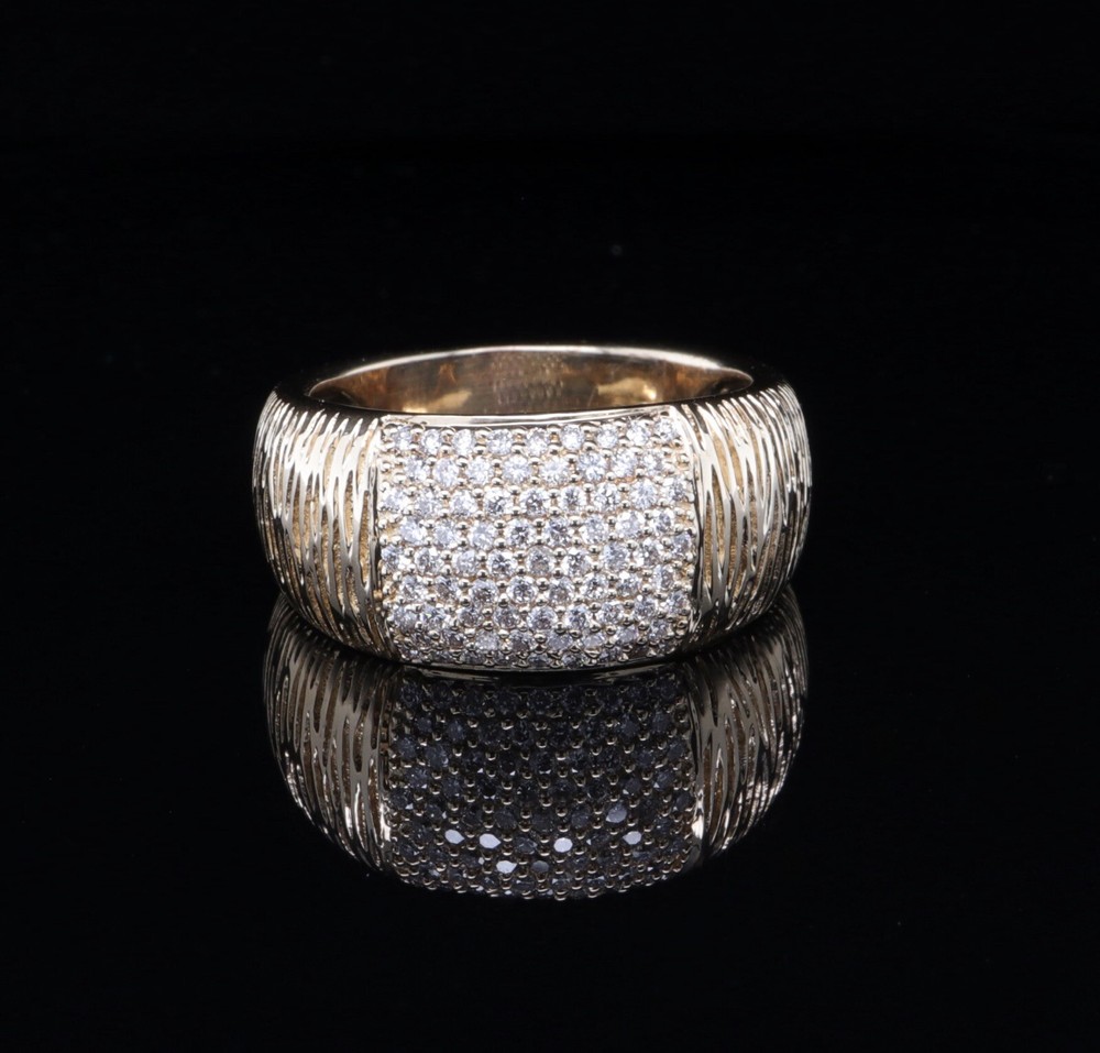 A High Dome 1.00ct G Si Diamond Set 14ct Yellow Gold Ring Size P1/2 Val $5965