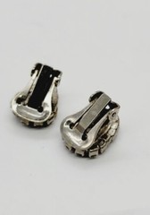 Crystal Cluster Earrings Teardrop Silver Tone Clip .75 in Vintage #C
