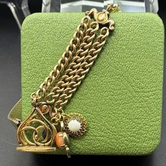 Custom Vintage Gold Filled Pocket Watch Chain & Mesh Bracelet w Charms & Regalia
