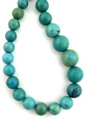 DTR Sterling Turquoise Bead Necklace Graduated Blue Green Stone 18-21 In