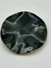 Pilgrim Brooch “Emerald Green” Enamel Pin Metal Backing Wavy From Denmark 1.5”