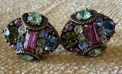 Vintage Hollycraft Signed Pastel 1955 GORGEOUS Brooch & Screw Back Earring Set
