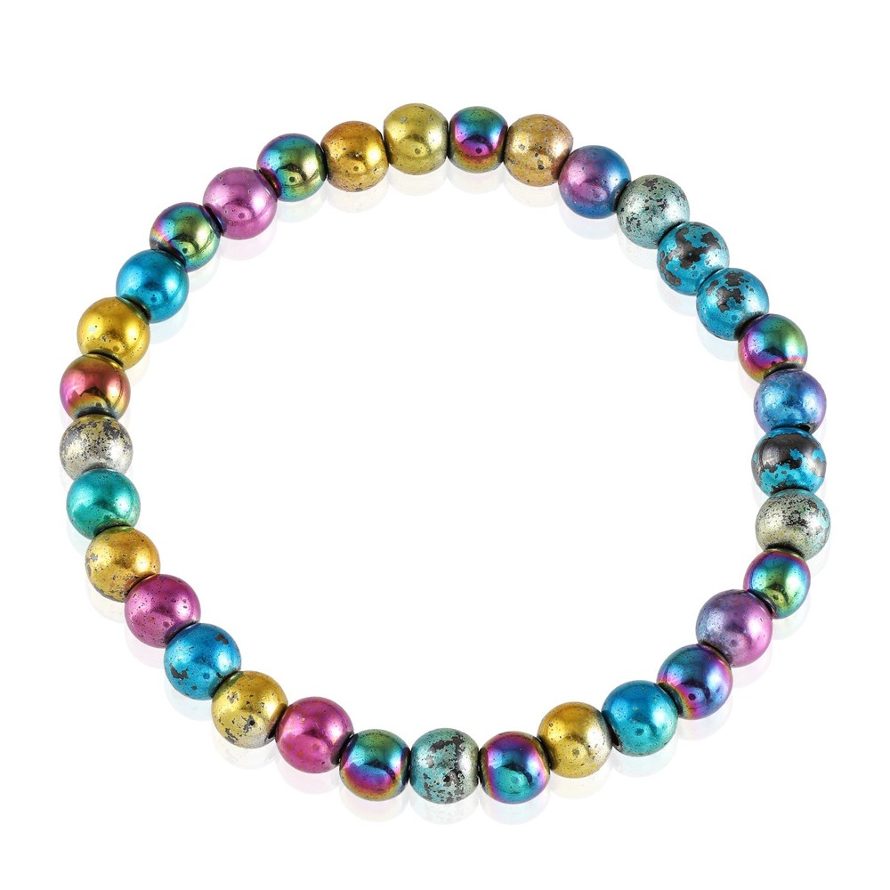 Natural Mystic Hematite Stone Bracelet Stretchable Handmade Bracelet Round Beads