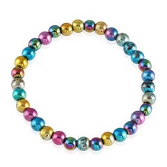 Natural Mystic Hematite Stone Bracelet Stretchable Handmade Bracelet Round Beads