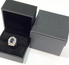 18K White Gold 2.95ctw Oval Sapphire & Tapered VS Baguette Diamond Ring