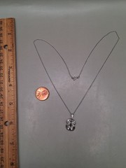 Vtg 12k White Gold Filled Crystal Pendant Chain Link Necklace 17.7″