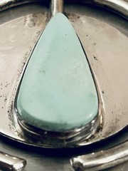 Alain Teissier Signed Modernist Sterling Turquoise Scarf Ring/Holder French 24g