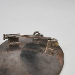 Antique Sterling Silver Queen Nefertiti Egyptian Revival Brooch Trombone Clasp