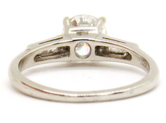 Platinum 1Ctw Round Brilliant Tapered Baguette Solitaire Diamond Engagement Ring