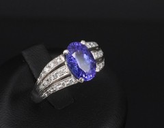 Estate 2.75ct Tanzanite & 0.43ct Diamond Fancy Platinum Ring Size 8