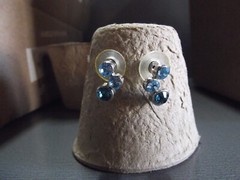 1 Pair Old .75 “in Blue Sparkly Glass Studs
