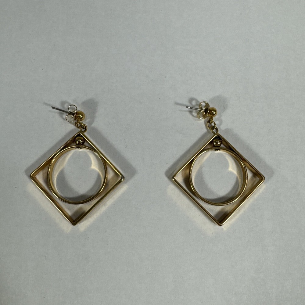 Avon MOBILE GEOMETRY Pierced Earrings 1987 goldtone