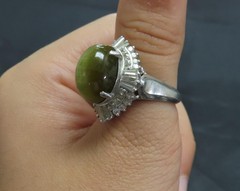 Vintage 8.54ct Cat’s Eye Tourmaline & 1.08ct Diamond Platinum Ring, Size 6
