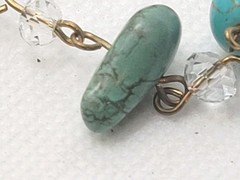 Vintage Turquoise Glass Beads Chain Necklace 29in.