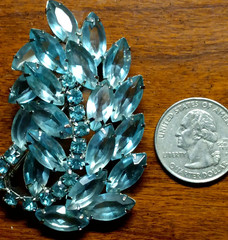 Vintage Aquamarine Marquise Rhinestone Brooch Unbranded