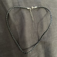 Vtg Espo 925 Sterling Silver Onyx & Mother Of Pearl (2) Charm Black Cord 16” 47G