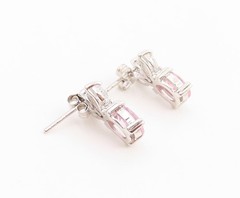 925 Sterling Silver Vintage Earrings Elegant Pink & White Topaz Stud EG14341