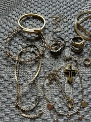 Vintage Estate Gold Tone Jewelry Lot- Pearls, Bangles, Cameo- Nice!