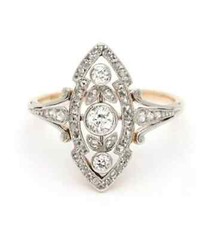 Vintage Style Lab-Created Diamond Engagement Anniversary 14k Gold Finish Ring