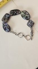 VINTAGE ABALONE 925 STERLING SILVER BRACELET 7+8 Inch Adjustable GORGEOUS…