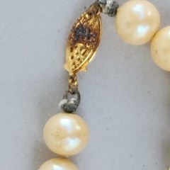 Faux Pearl Necklace Vtg Peach Beaded 8mm Knotted Dubarry Flower Clip 55″