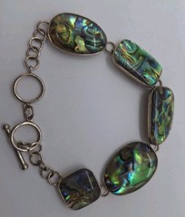 Lucas Lameth 925 Sterling Silver Vintage Abalone Bracelet 7-8 Inch Adjustable