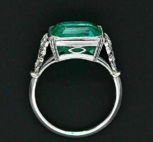 Art Deco 5.30 Ct Lab-Grown Green Emerald Vintage Style Wedding Ring 925 Silver