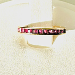 Natural Ruby 1.50 Carats 14k Yellow Gold Eternity Stacking Band Ring Size 5.20