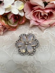 Monet Pin Brooch Opalescent Silver Toned Clear Crystals