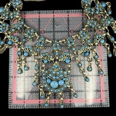 Vintage 1950s EGYPTIAN REVIVAL Collar Necklace TURQUOISE CABOCHON Tibetan Amulet