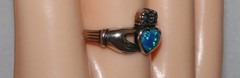Vintage Sterling Silver Wheeler Lab Created or Faux Opal Claddagh Ring Size 9