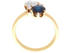 Antique 0.78Ct Sapphire and 0.88Ct Diamond, 14k Yellow Gold Ring Circa 1910