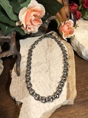 24. Vintage MEXICO 925 Sterling Silver Rolo chain link Short Necklace 14″, 45g