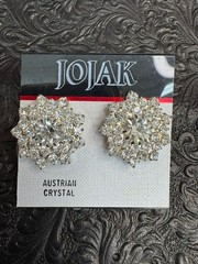 Vintage JOJAK Austrian Crystal Rhinestone Cluster Post Earrings NOS on Card