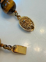 Vintage Chinese Export Hand Knotted Tiger ‘s Eye 11-12 mm Heavy Beaded Necklace