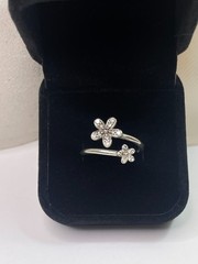 RARE Vintage EE Retired Pandora Dazzling Daisies Open Ring 925 Size 7.5 -Marked