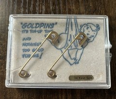 Vintage Goldpins Novelty 24 Karat Gold Plated Diaper Pins