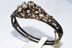 $18,000 4.00CT ANTIQUE NATURAL ROSE CUT DIAMOND BANGLE ORIGINAL ANTIQUE PATINA