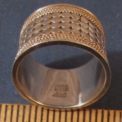 VINTAGE SIGNED ANNA BECK WIDE STERLING SILVER RING SIZE 9