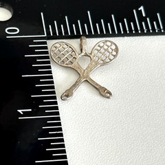 Vintage 925 Sterling Silver Tennis Racket Sports Themed Charm Pendant