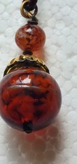 1920s ART DECO ~ LOUIS ROUSSELET Glass & Plaited Leather PENDANT Y NECKLACE