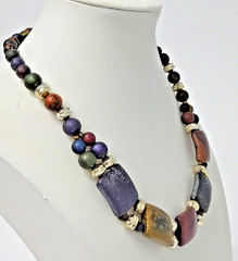 Vintage 1970s/1980s Gold & Multicolor Lucite Statement Choker 16″ Necklace